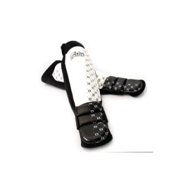 PROTÈGES TIBIAS & PIEDS FAIRTEX SP6 NOIR / BLANC CUIR TOP