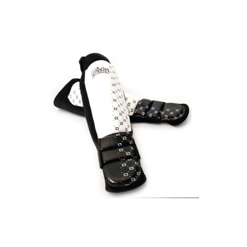 PROTÈGES TIBIAS & PIEDS FAIRTEX SP6 NOIR / BLANC CUIR TOP