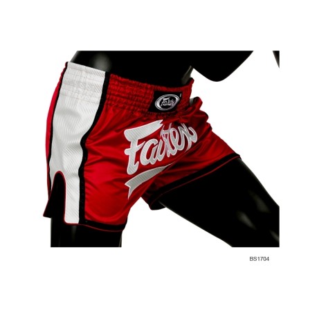 SHORT DE BOXE THAÏ ROUGE/BLANC FAIRTEX
