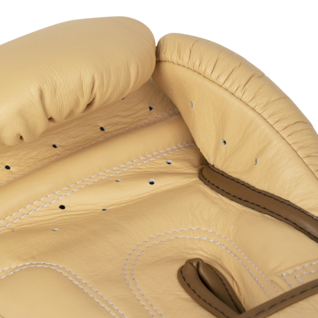 Gants d'entrainement ELION Paris tout cuir Thaï Café/Crème