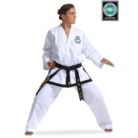 CEINTURE NOIRE DOBOK APPROUVÉE ITF (CÔTELÉE)