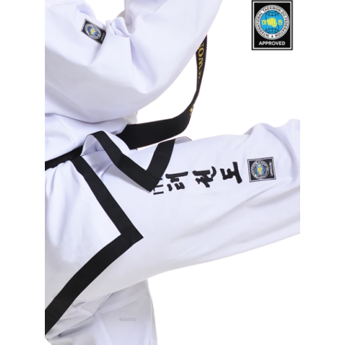 ITF-goedgekeurde dobok zwarte band (geribbeld)